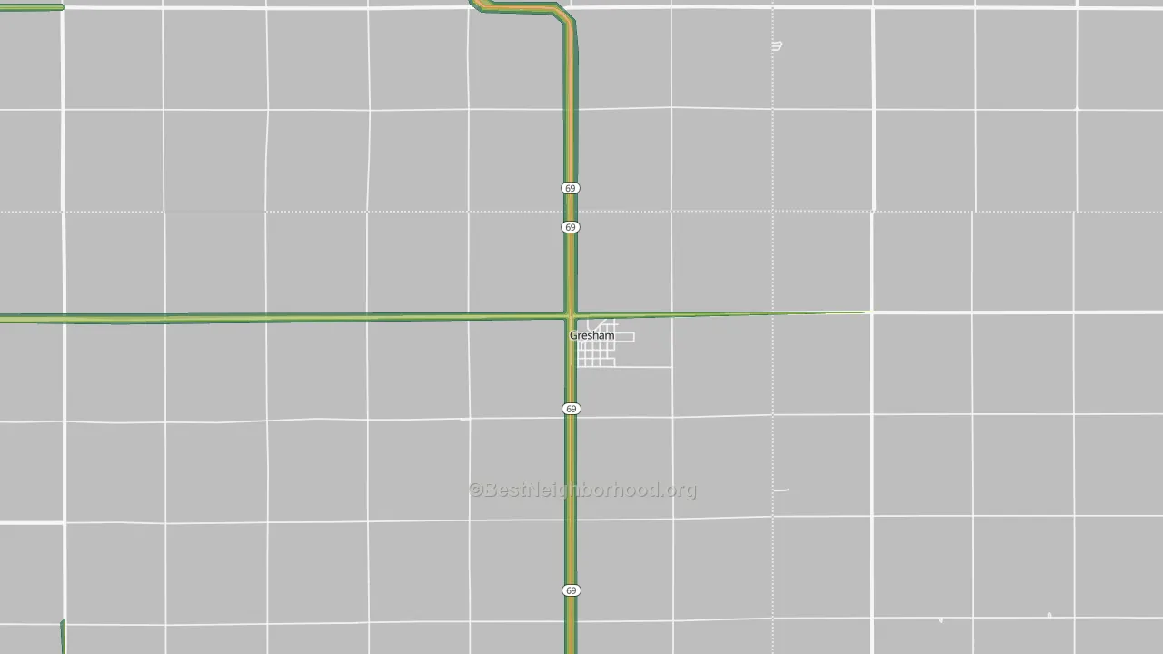 Gresham, NE Map of Noise Levels in Gresham