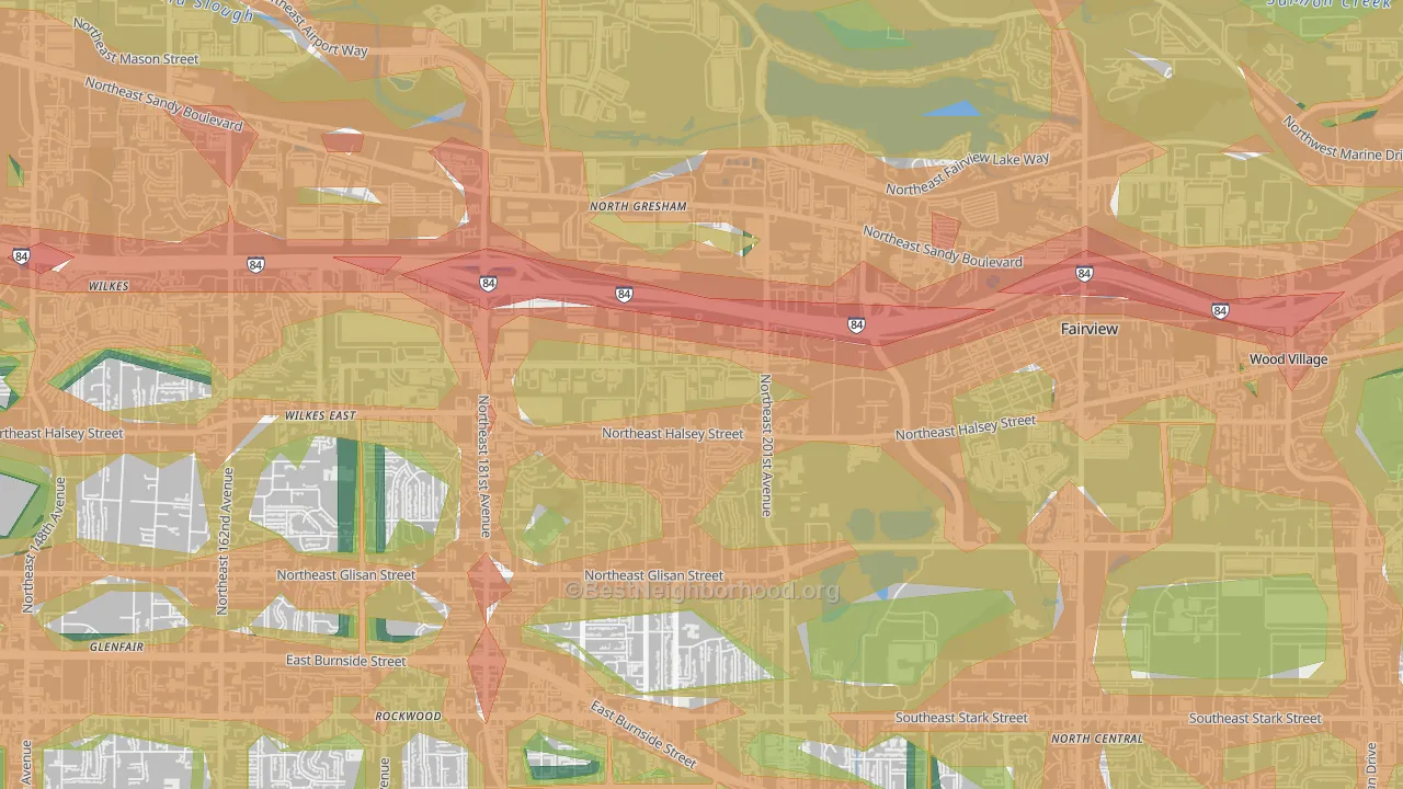 Gresham-North Gresham, Gresham, OR Map of Noise Levels in Gresham-North Gresham