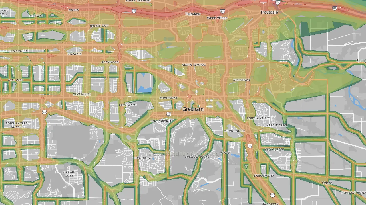 Gresham, OR Map of Noise Levels in Gresham