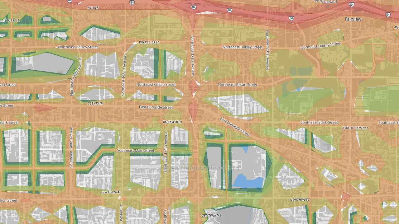 Gresham-Rockwood, Gresham, OR Map of Noise Levels in Gresham-Rockwood