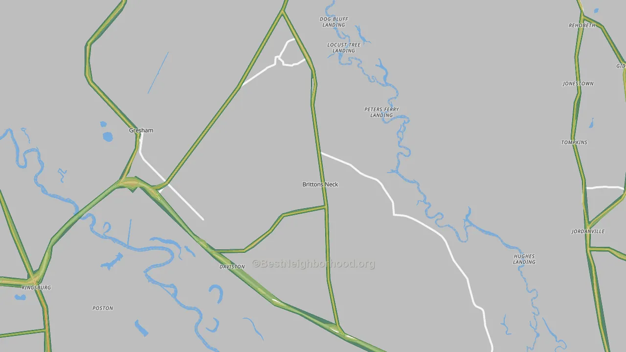 Gresham, SC Map of Noise Levels in Gresham