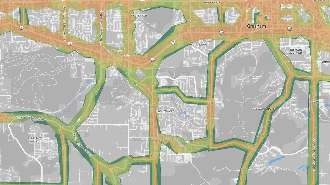 Gresham-Southwest, Gresham, OR Map of Noise Levels in Gresham-Southwest