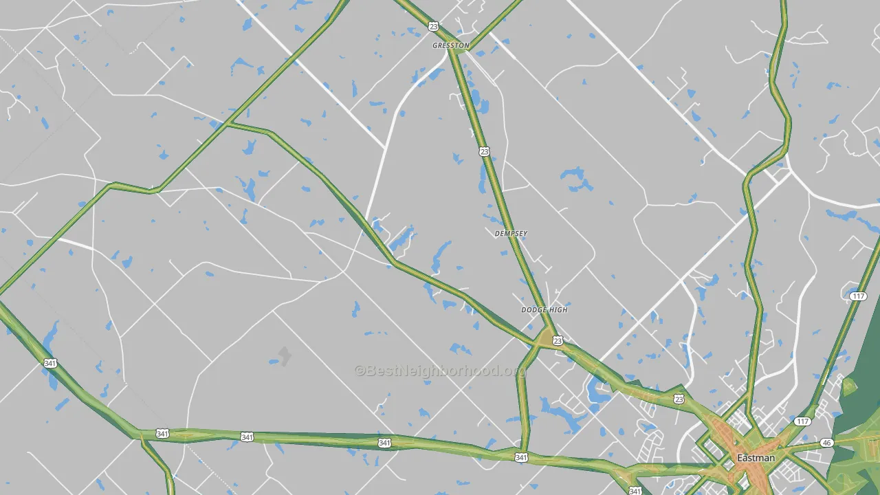 Gresston, GA Map of Noise Levels in Gresston