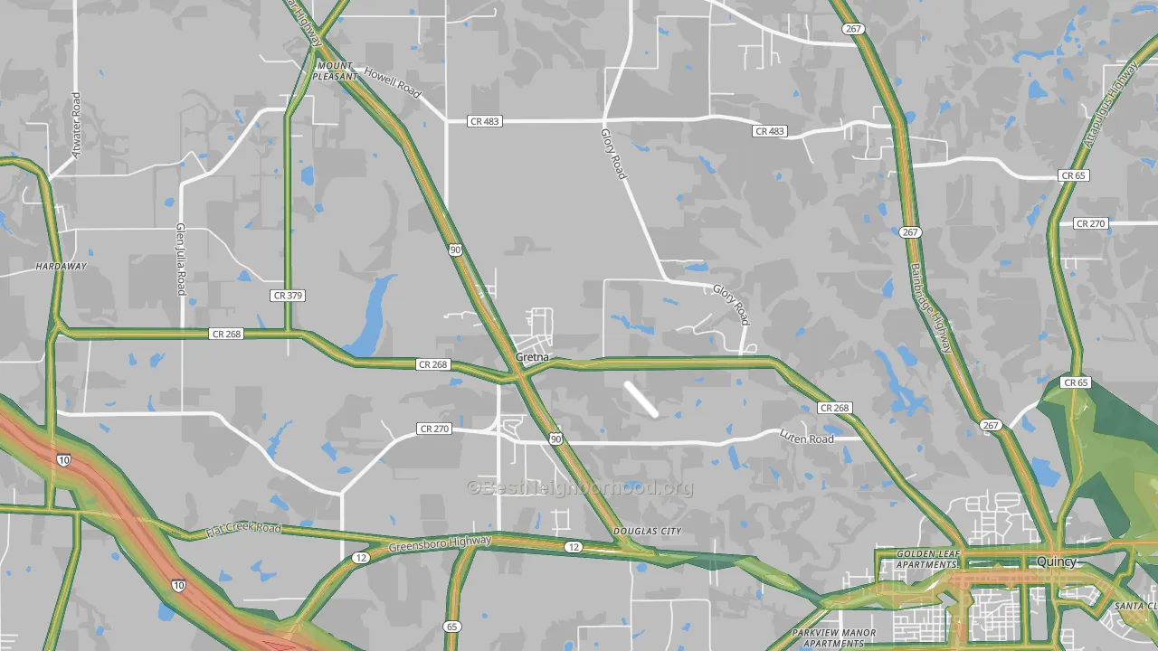 Gretna, FL Map of Noise Levels in Gretna