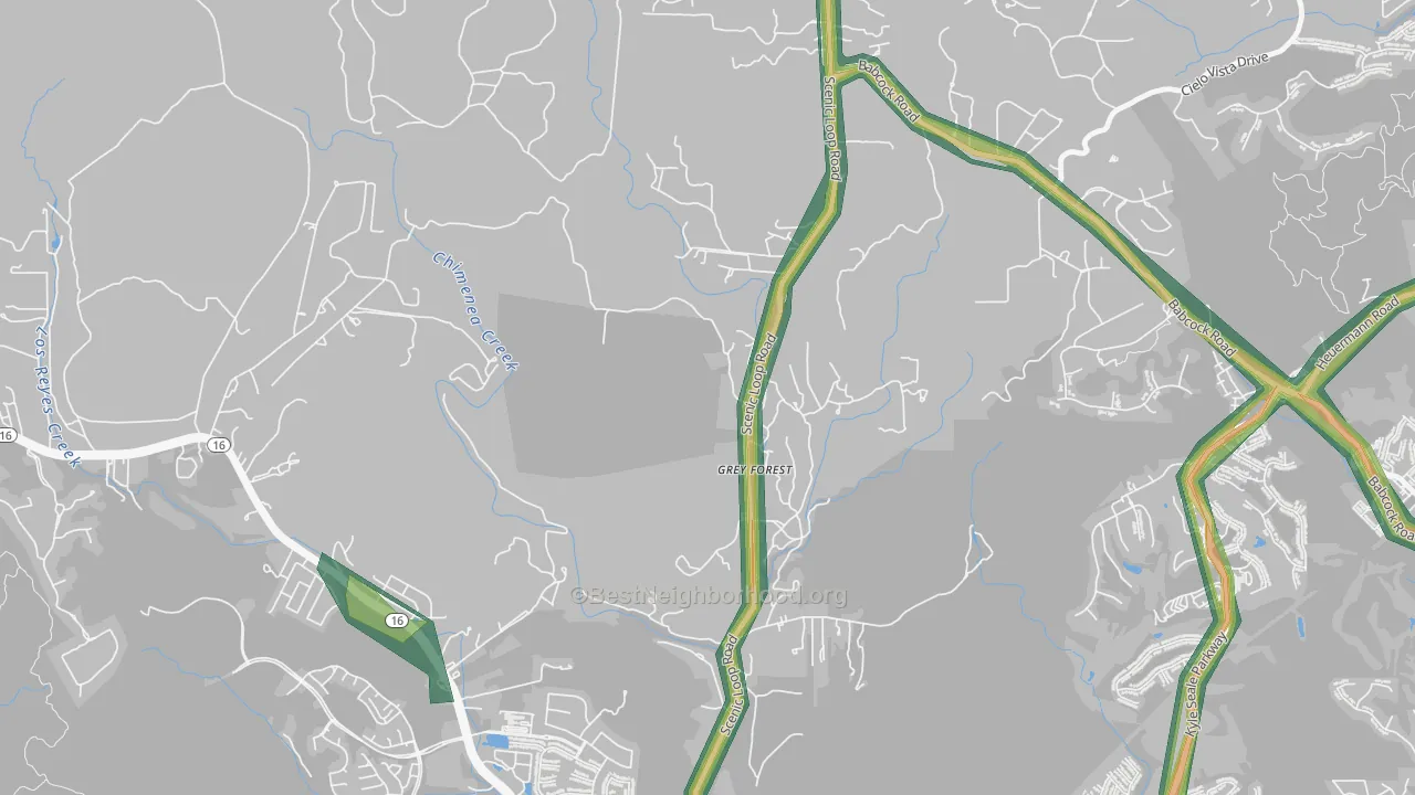 Grey Forest, TX Map of Noise Levels in Grey Forest