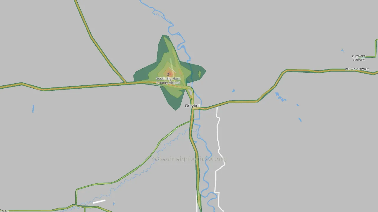 Greybull, WY Map of Noise Levels in Greybull