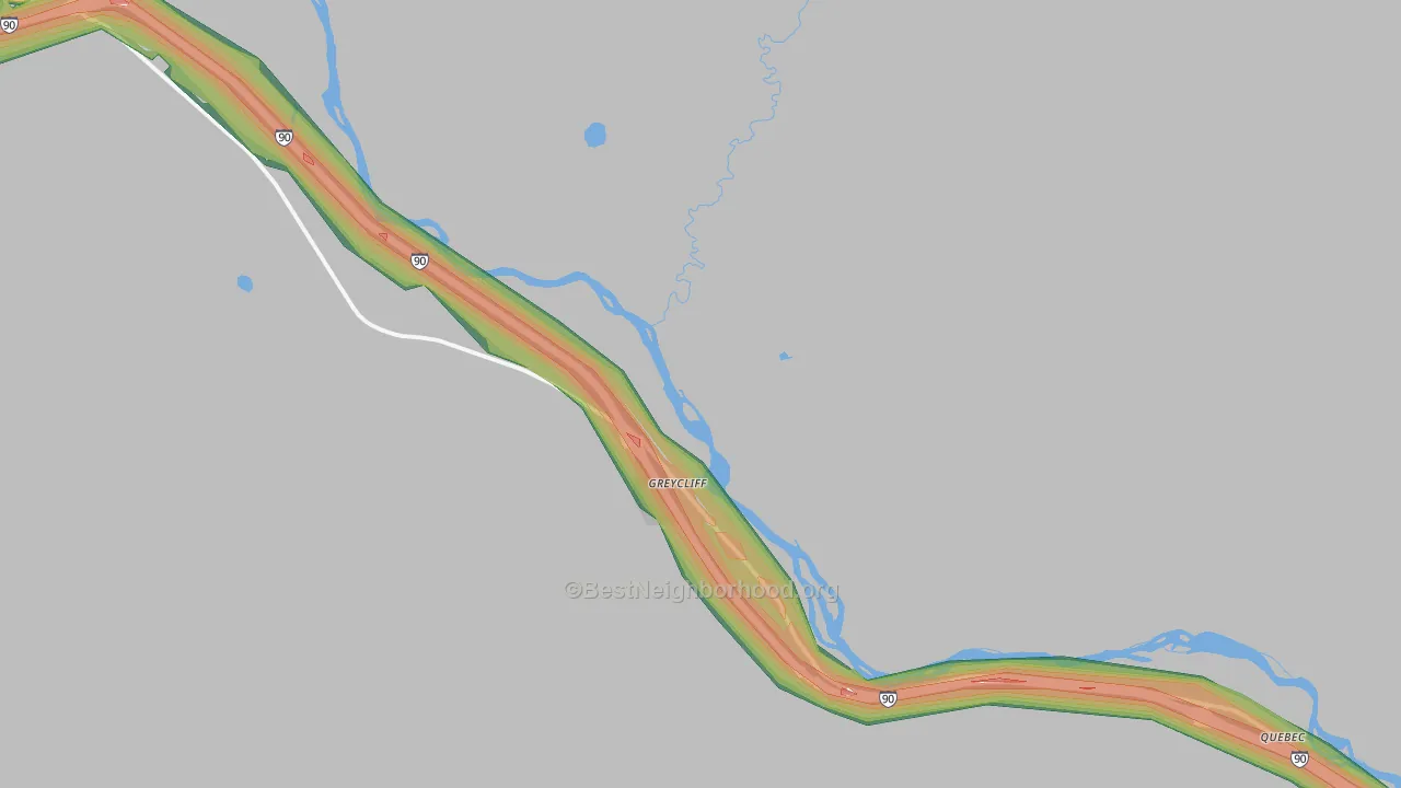 Greycliff, MT Map of Noise Levels in Greycliff