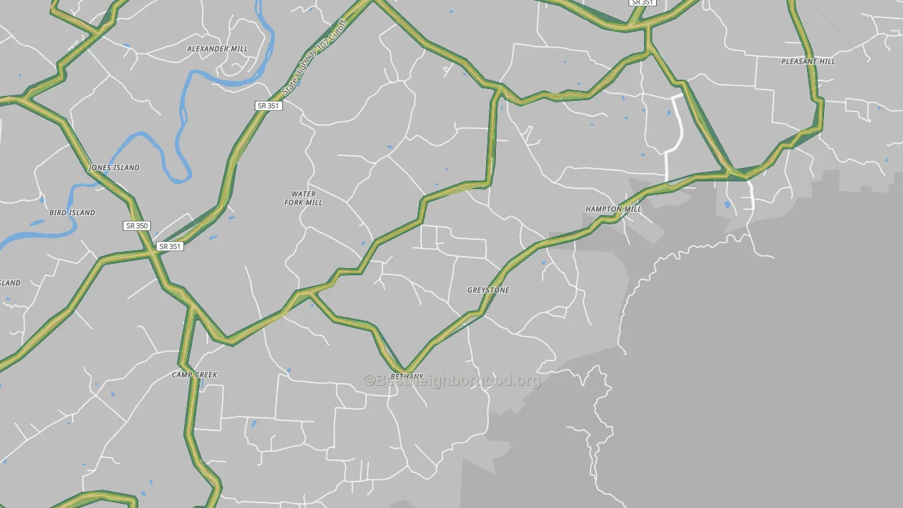Greystone, TN Map of Noise Levels in Greystone