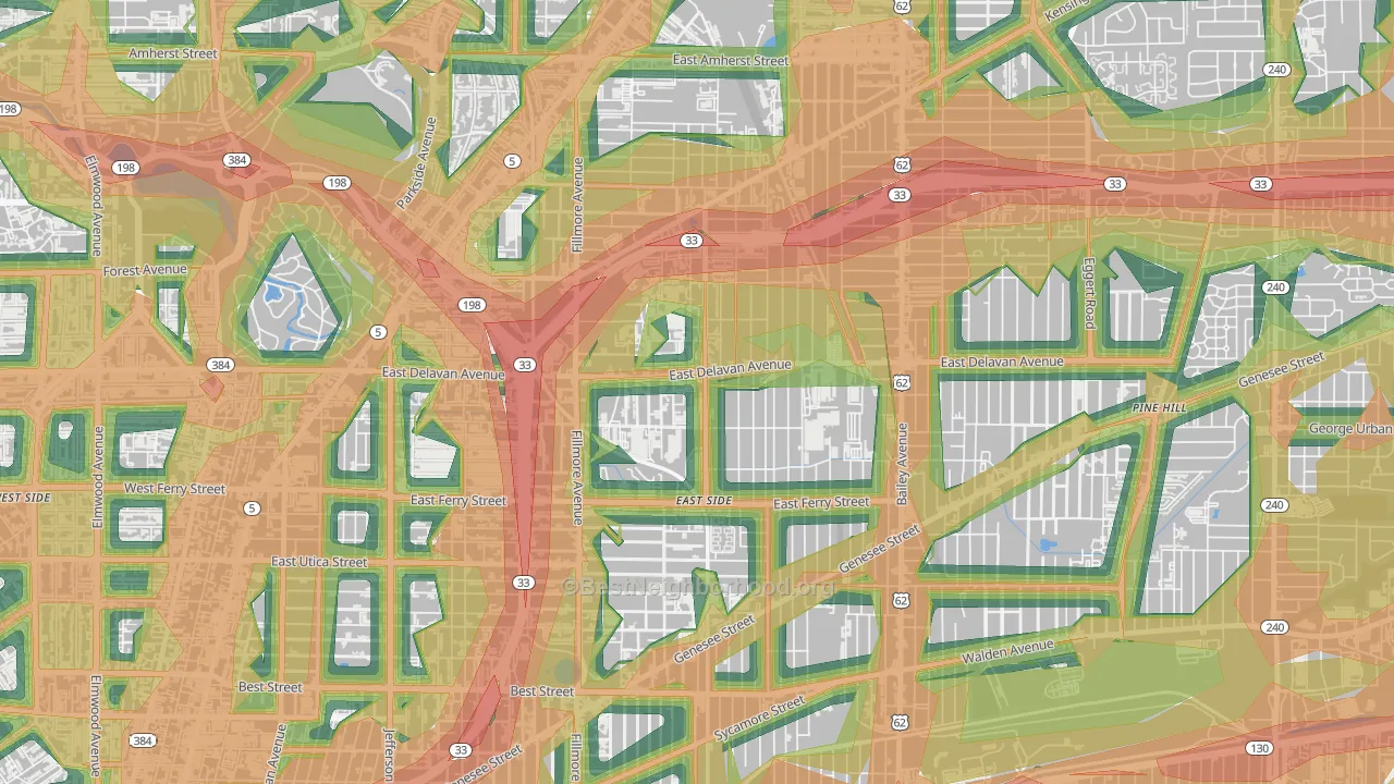 Grider, Buffalo, NY Map of Noise Levels in Grider