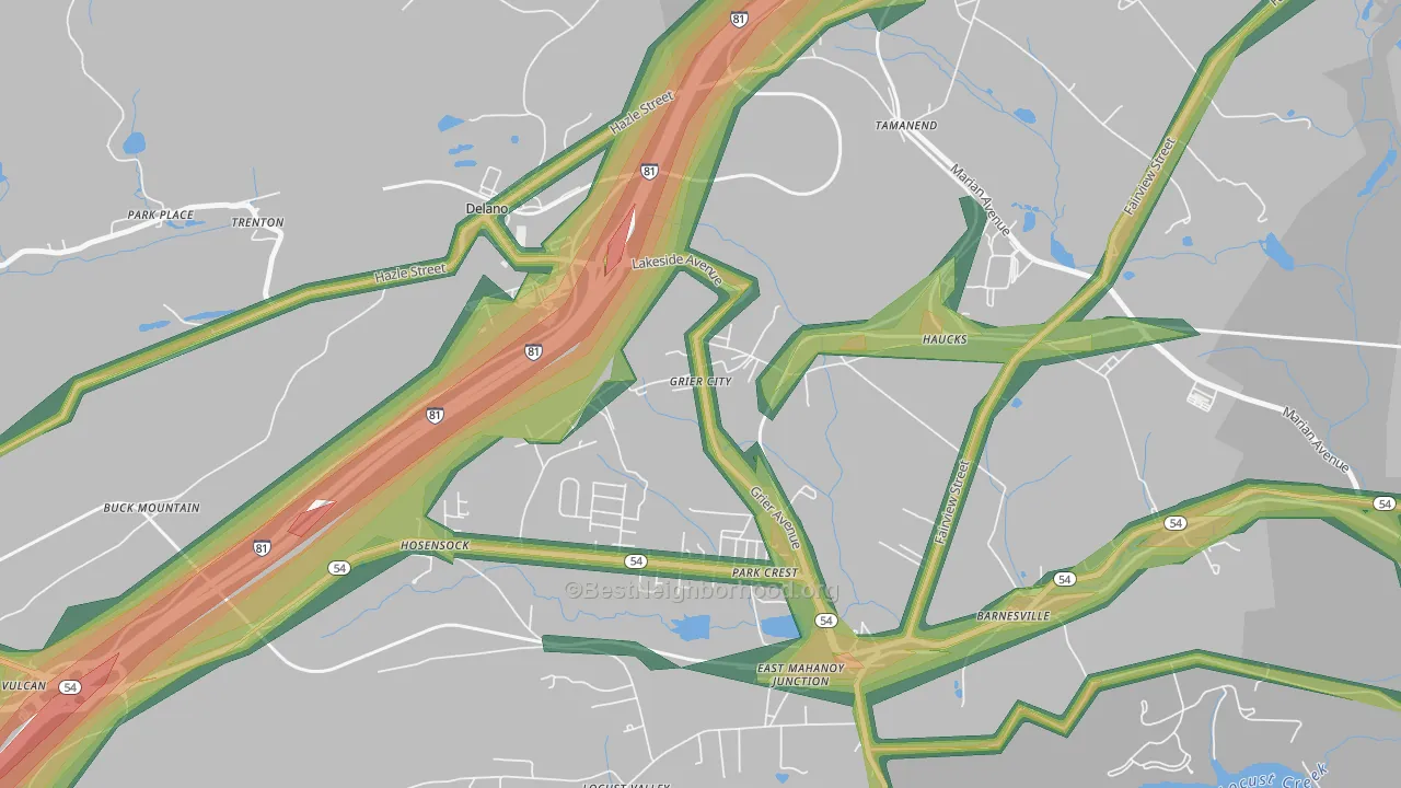 Grier City, PA Map of Noise Levels in Grier City