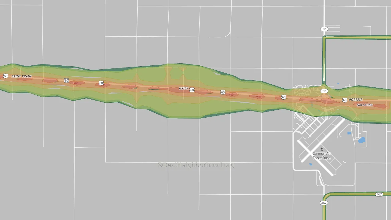 Grier, NM Map of Noise Levels in Grier