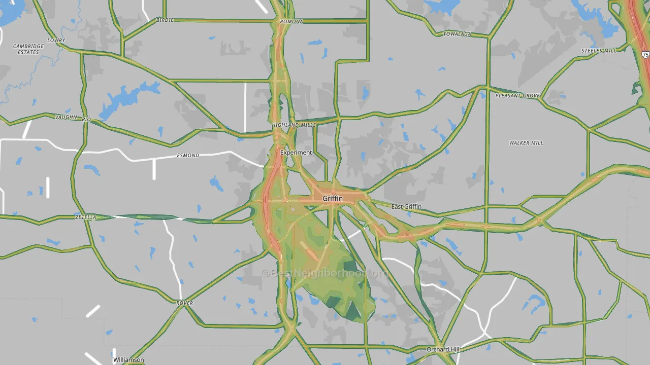 Griffin, GA Map of Noise Levels in Griffin