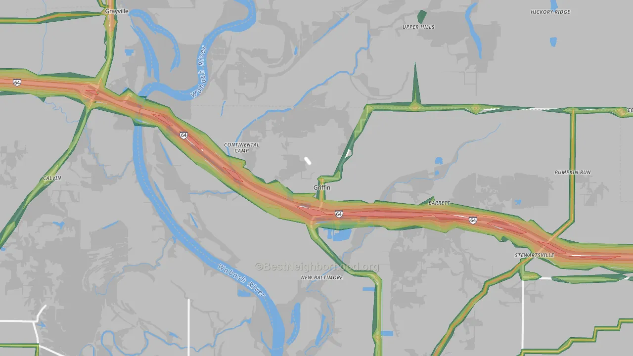 Griffin, IN Map of Noise Levels in Griffin