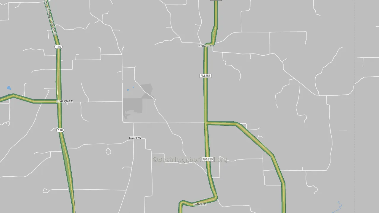 Griffin, TX Map of Noise Levels in Griffin