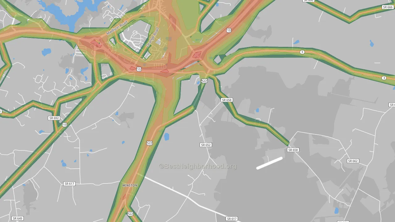 Griffinsburg, VA Map of Noise Levels in Griffinsburg