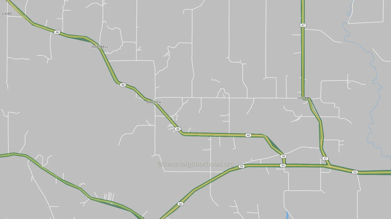 Griffith, MS Map of Noise Levels in Griffith