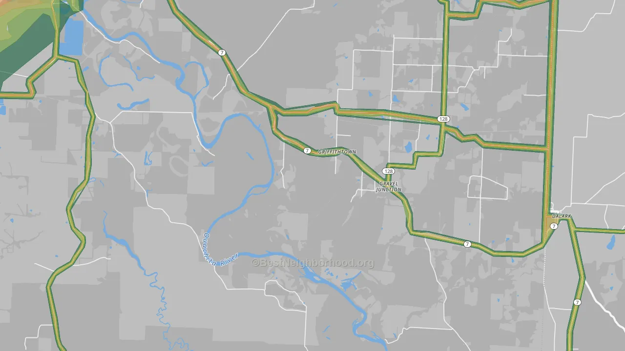Griffithtown, AR Map of Noise Levels in Griffithtown