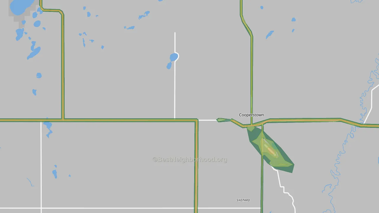 Griggs County, ND Map of Noise Levels in Griggs County