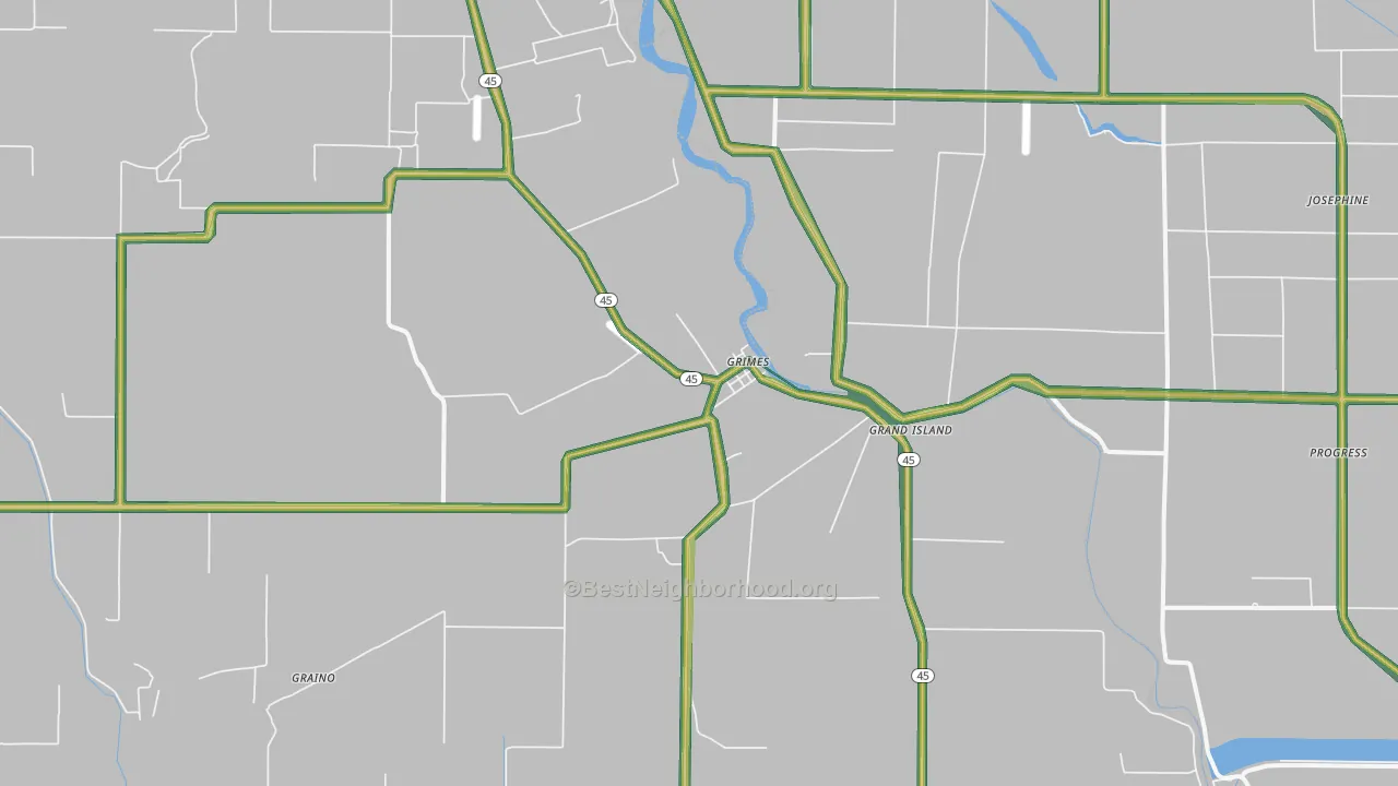 Grimes, CA Map of Noise Levels in Grimes