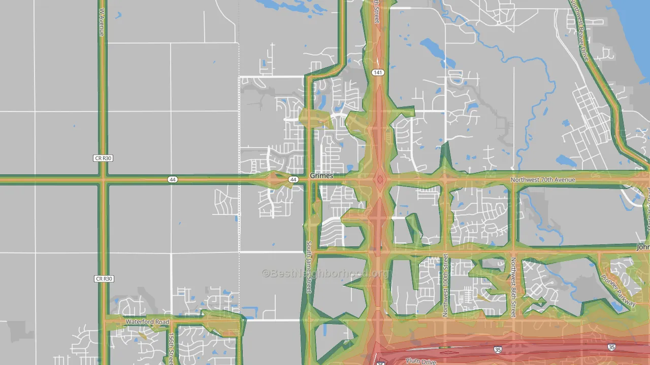 Grimes, IA Map of Noise Levels in Grimes