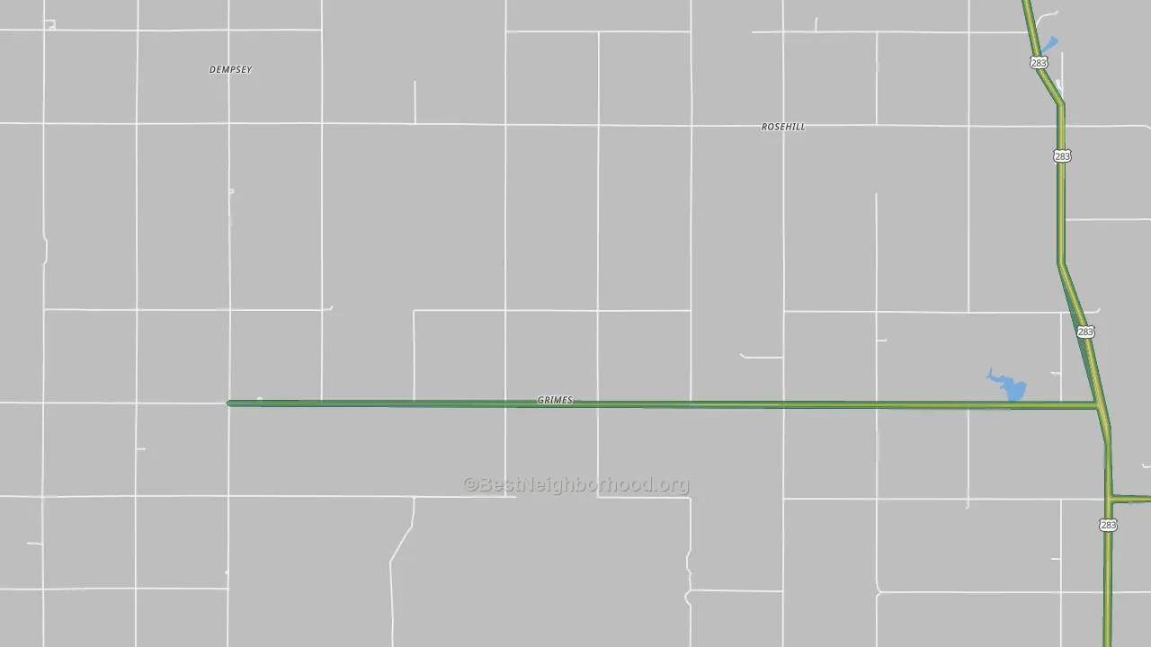 Grimes, OK Map of Noise Levels in Grimes