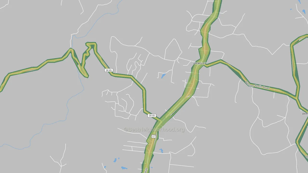 Grimsley, TN Map of Noise Levels in Grimsley