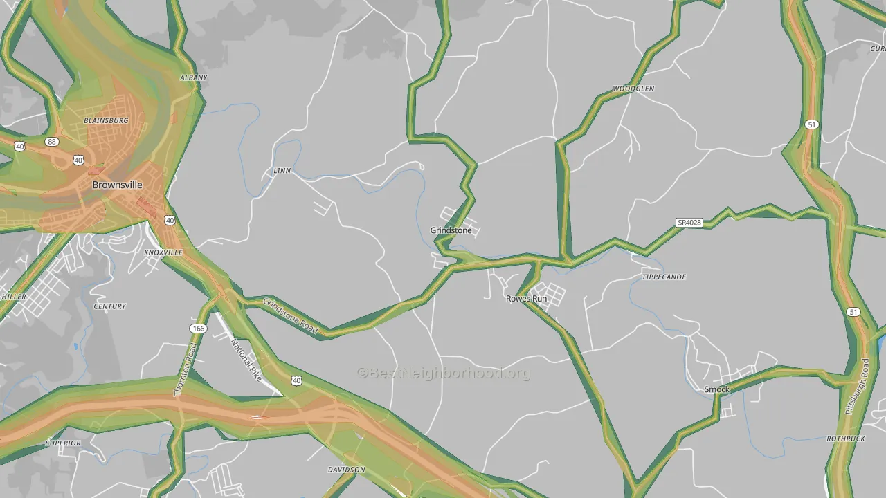 Grindstone, PA Map of Noise Levels in Grindstone