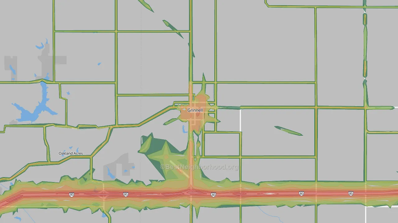 Grinnell, IA Map of Noise Levels in Grinnell