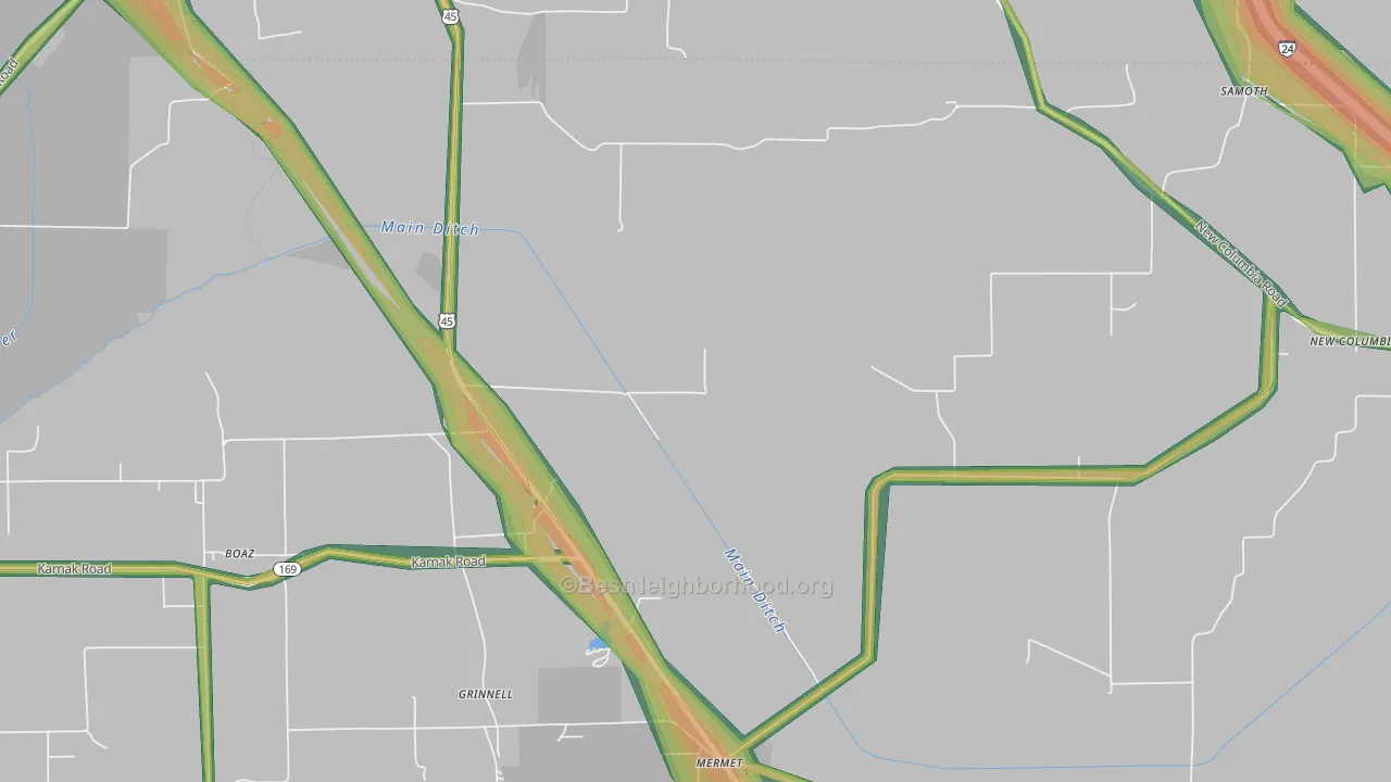 Grinnell, IL Map of Noise Levels in Grinnell