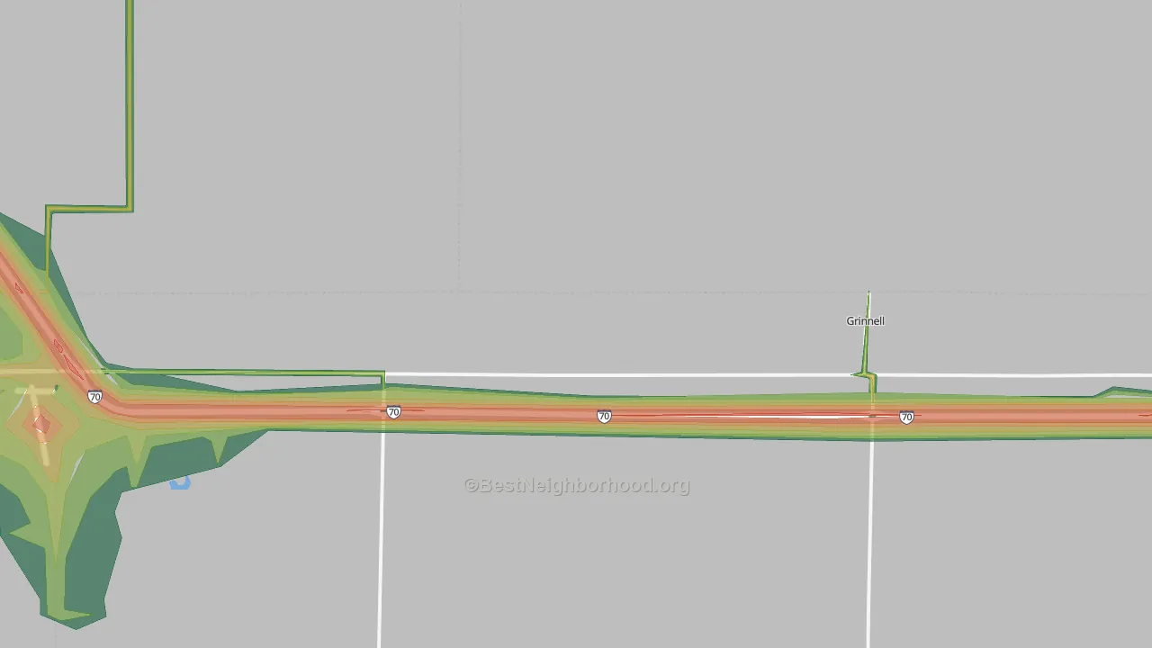 Grinnell, KS Map of Noise Levels in Grinnell