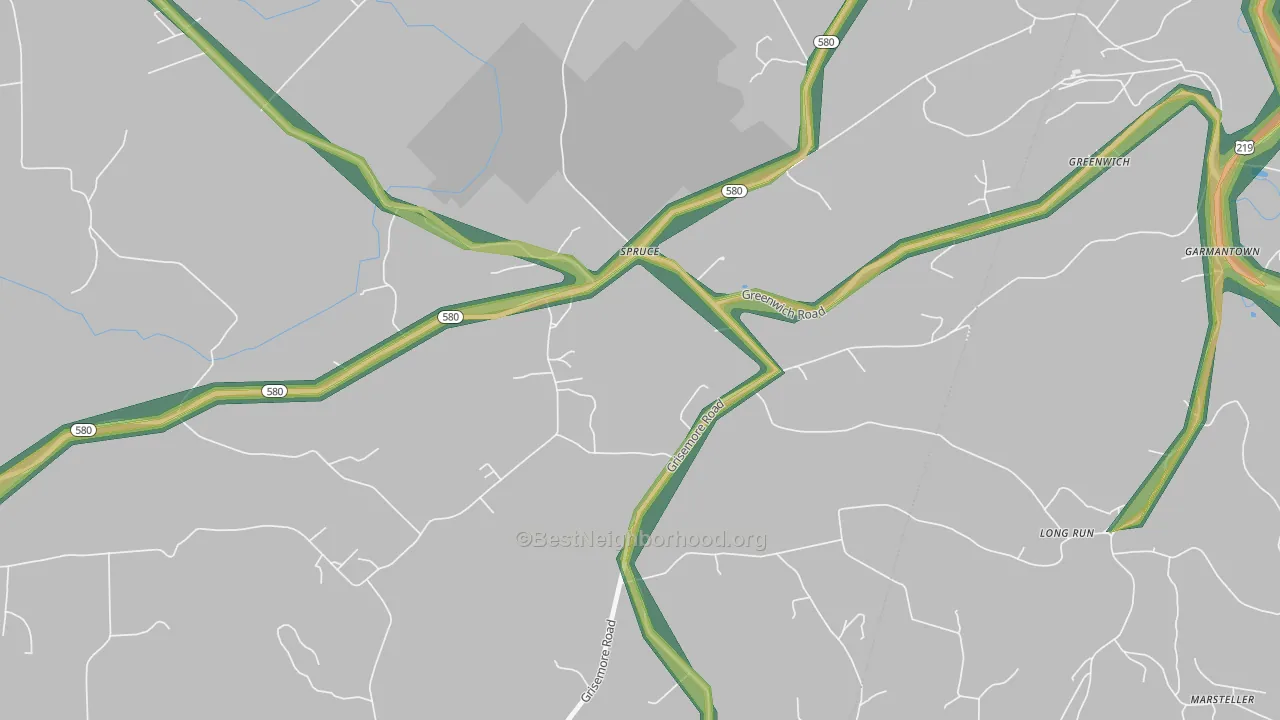 Grisemore, PA Map of Noise Levels in Grisemore