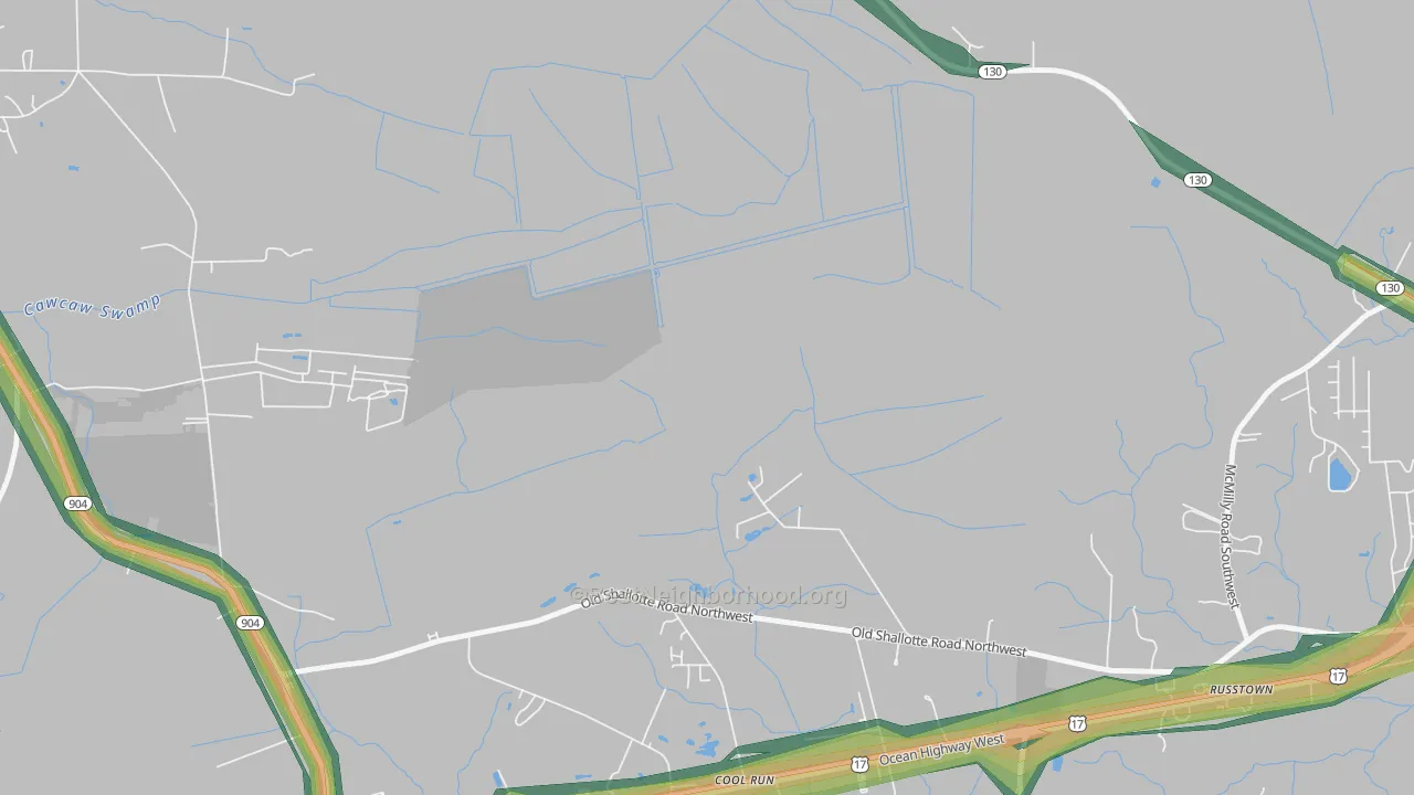 Grissettown, NC Map of Noise Levels in Grissettown