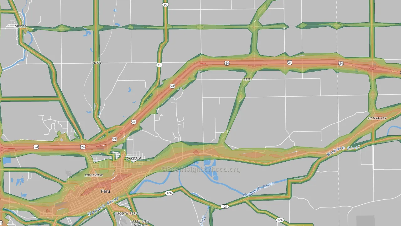 Grissom Arb, IN Map of Noise Levels in Grissom Arb