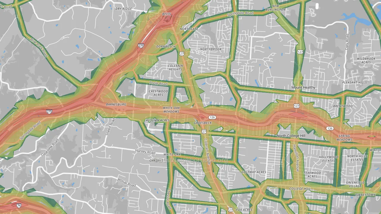 Groesbeck, Cincinnati, OH Map of Noise Levels in Groesbeck
