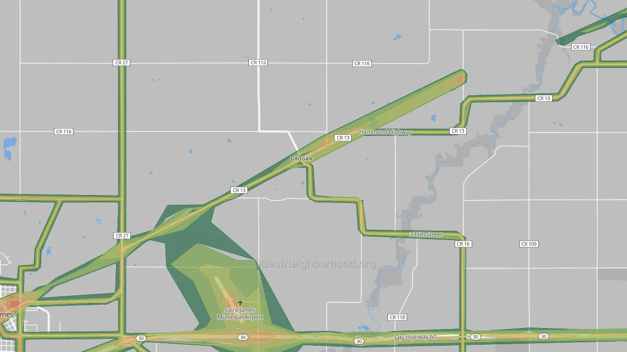Grogan, MN Map of Noise Levels in Grogan