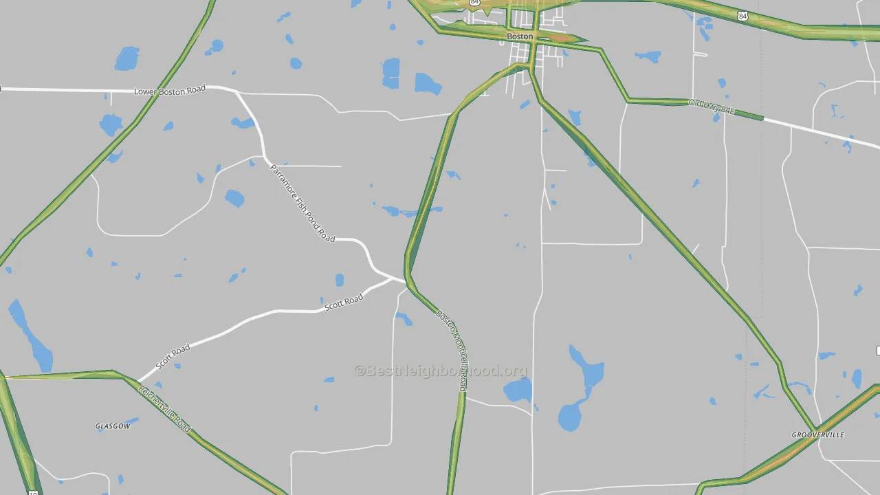 Grooverville, GA Map of Noise Levels in Grooverville