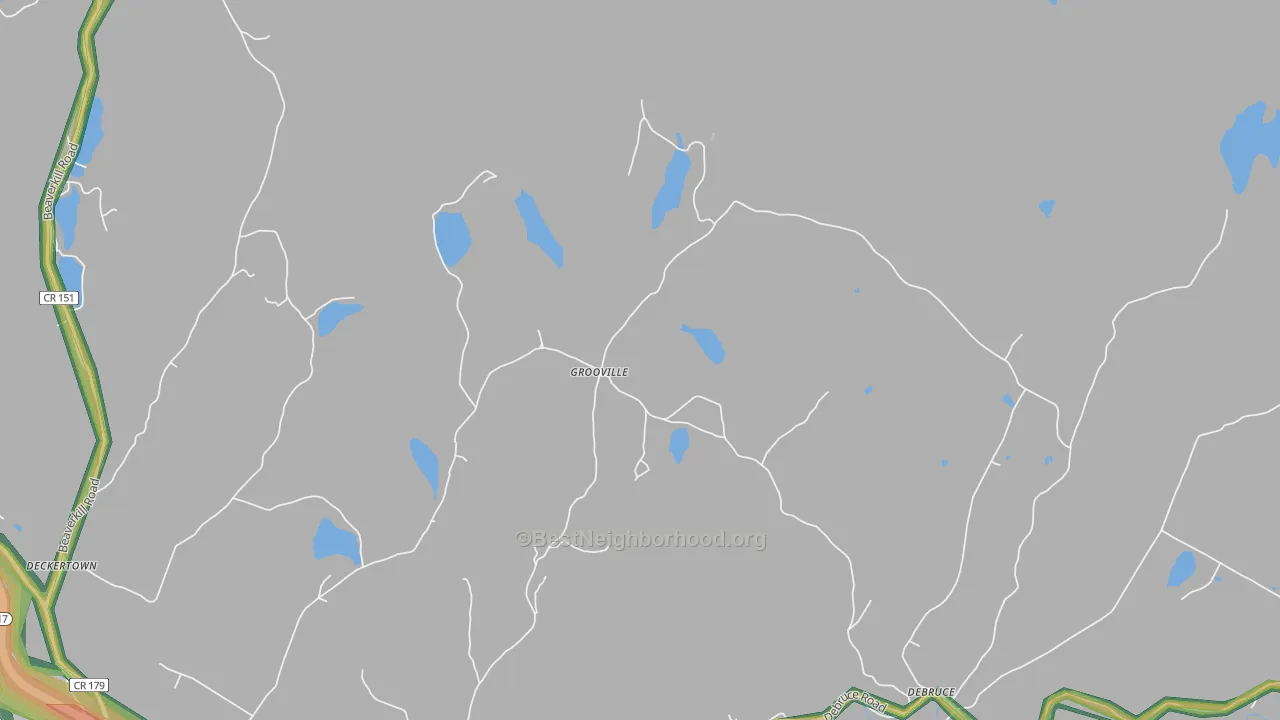 Grooville, NY Map of Noise Levels in Grooville