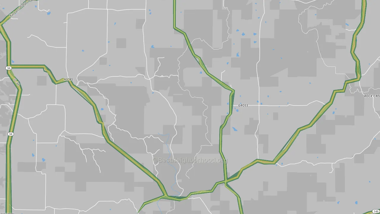 Gross, IL Map of Noise Levels in Gross