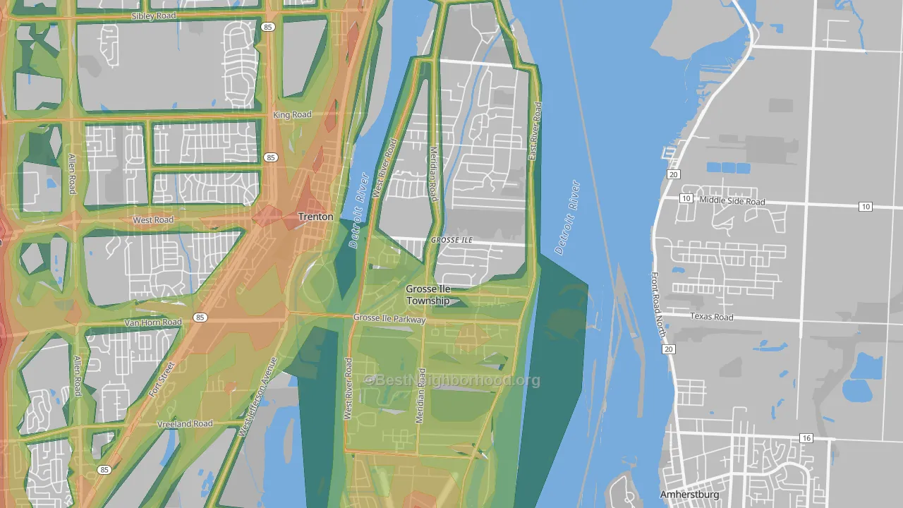 Grosse Ile, MI Map of Noise Levels in Grosse Ile