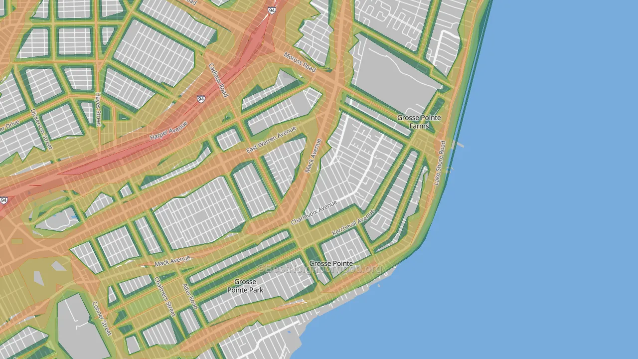 Grosse Pointe, MI Map of Noise Levels in Grosse Pointe