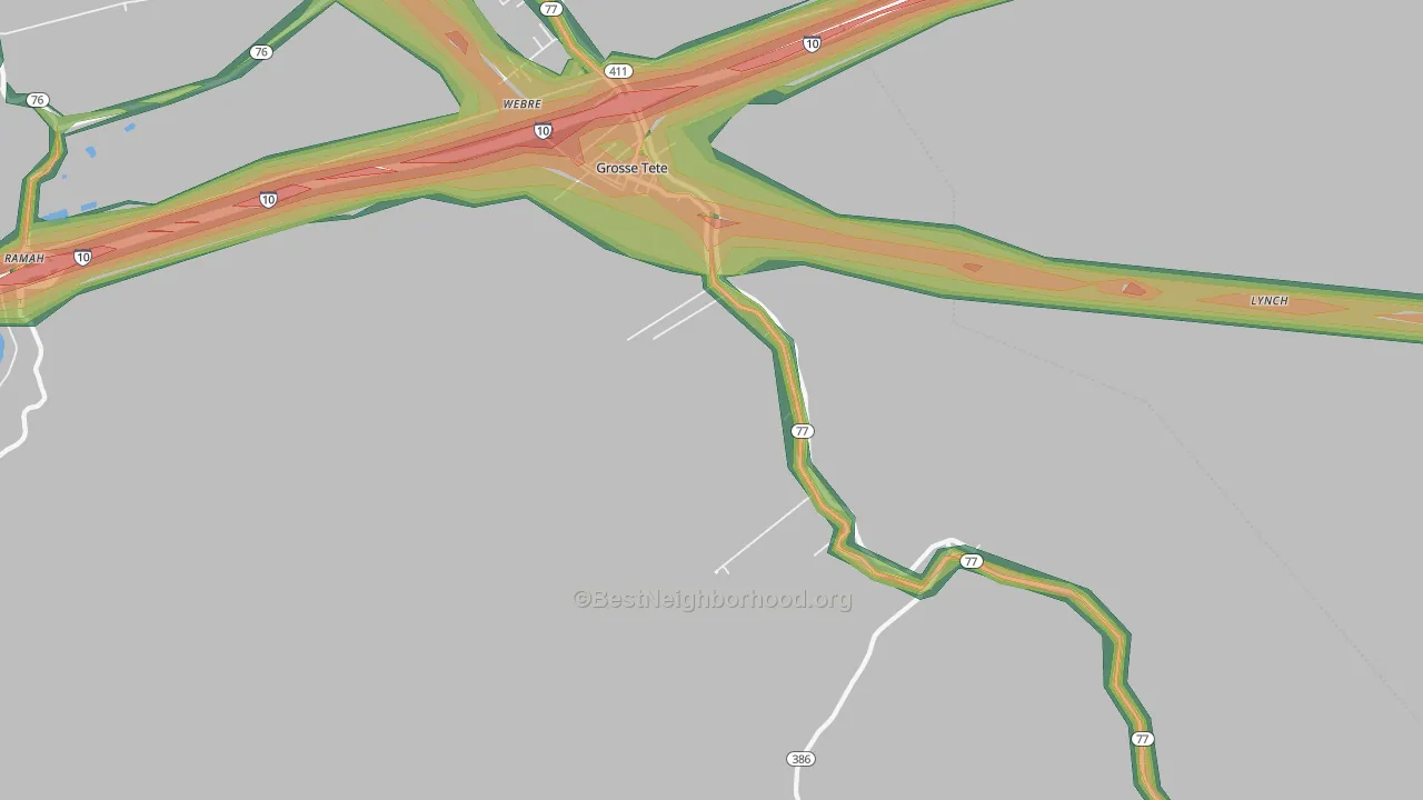Grosse Tete, LA Map of Noise Levels in Grosse Tete