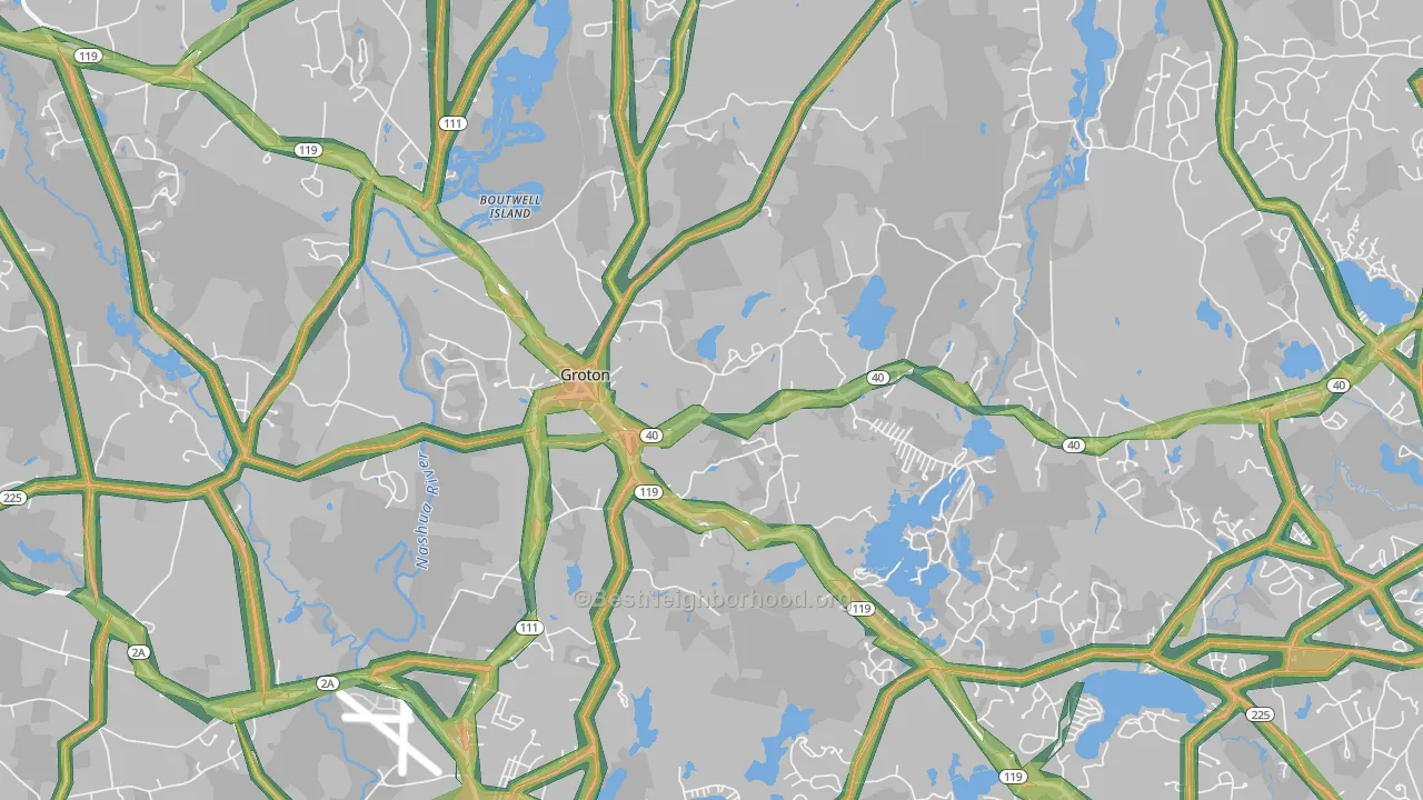 Groton, MA Map of Noise Levels in Groton