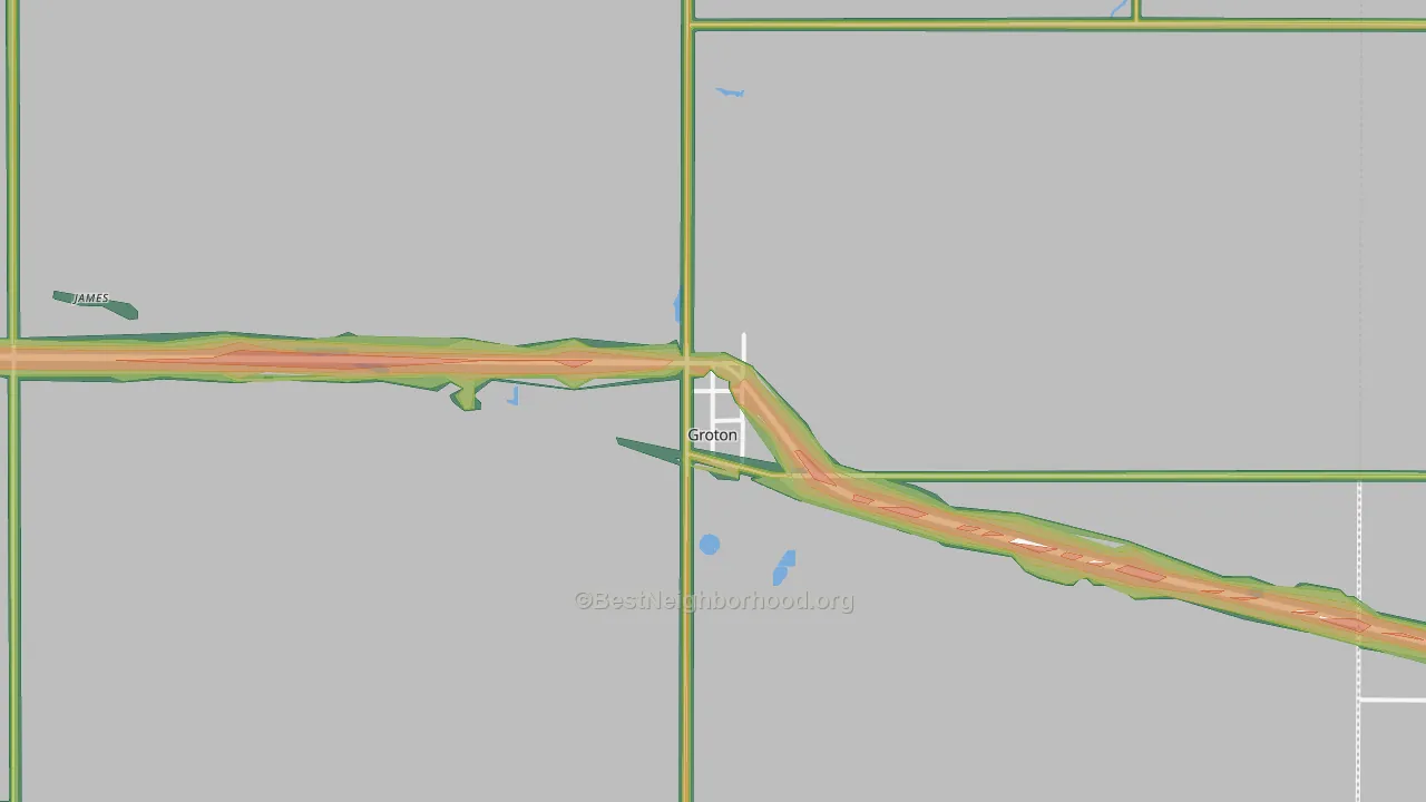 Groton, SD Map of Noise Levels in Groton