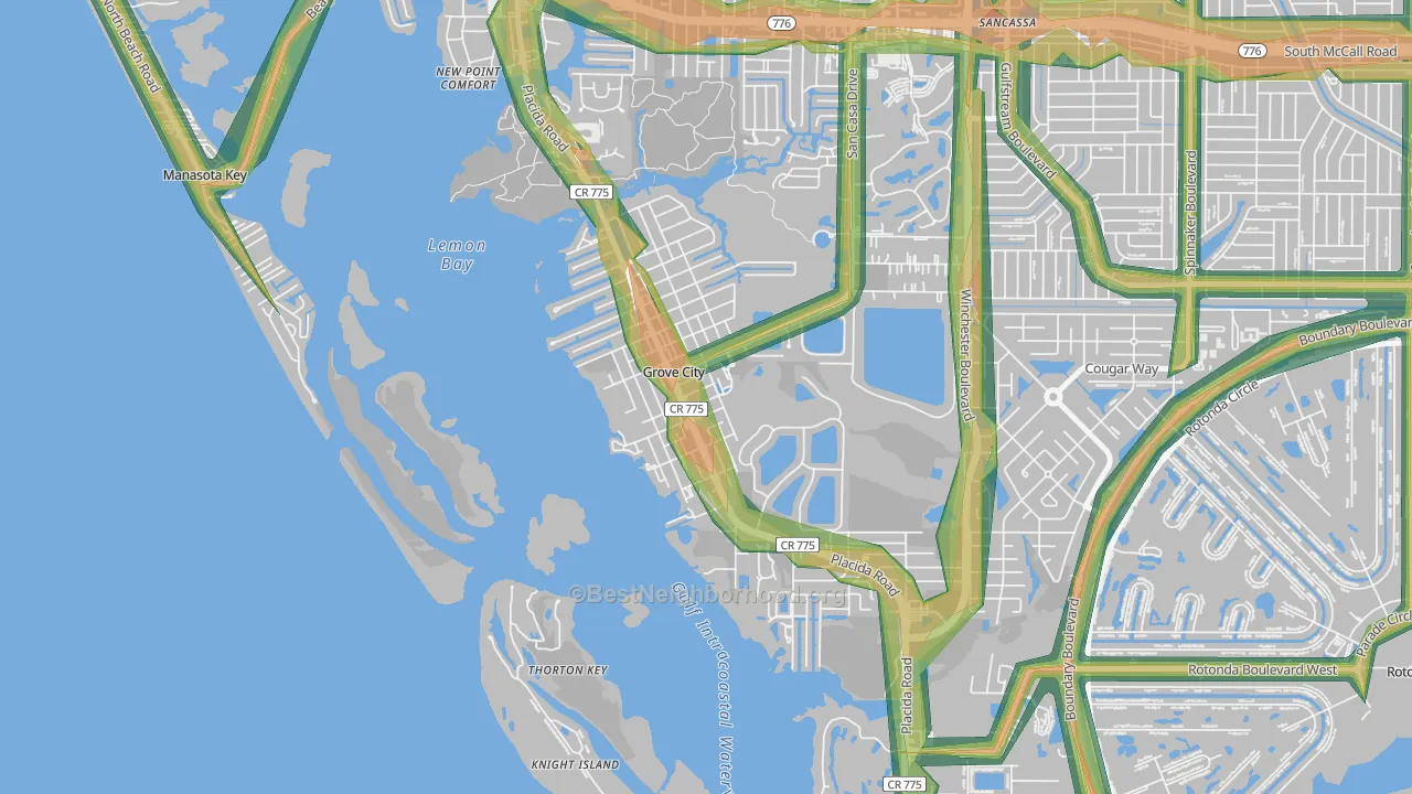 Grove City, FL Map of Noise Levels in Grove City