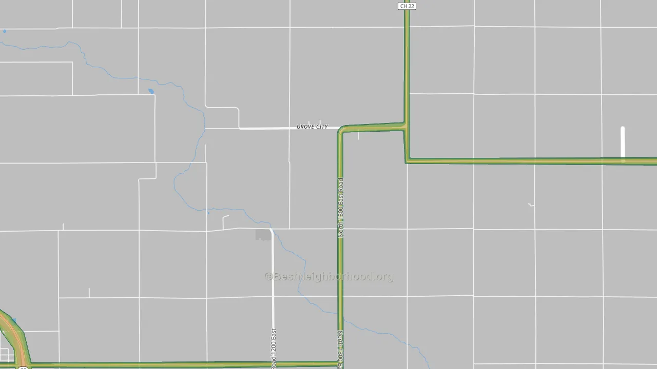 Grove City, IL Map of Noise Levels in Grove City
