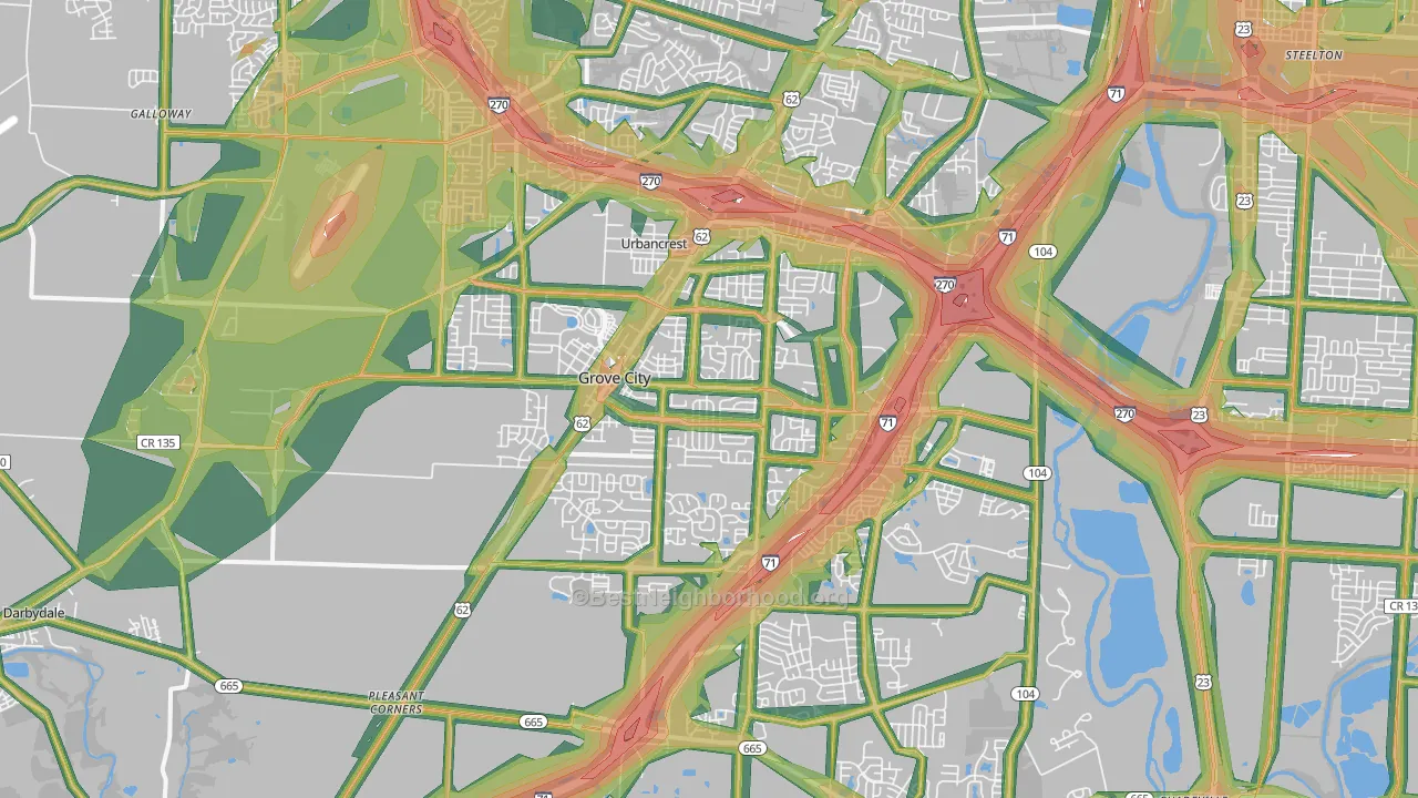 Grove City, OH Map of Noise Levels in Grove City