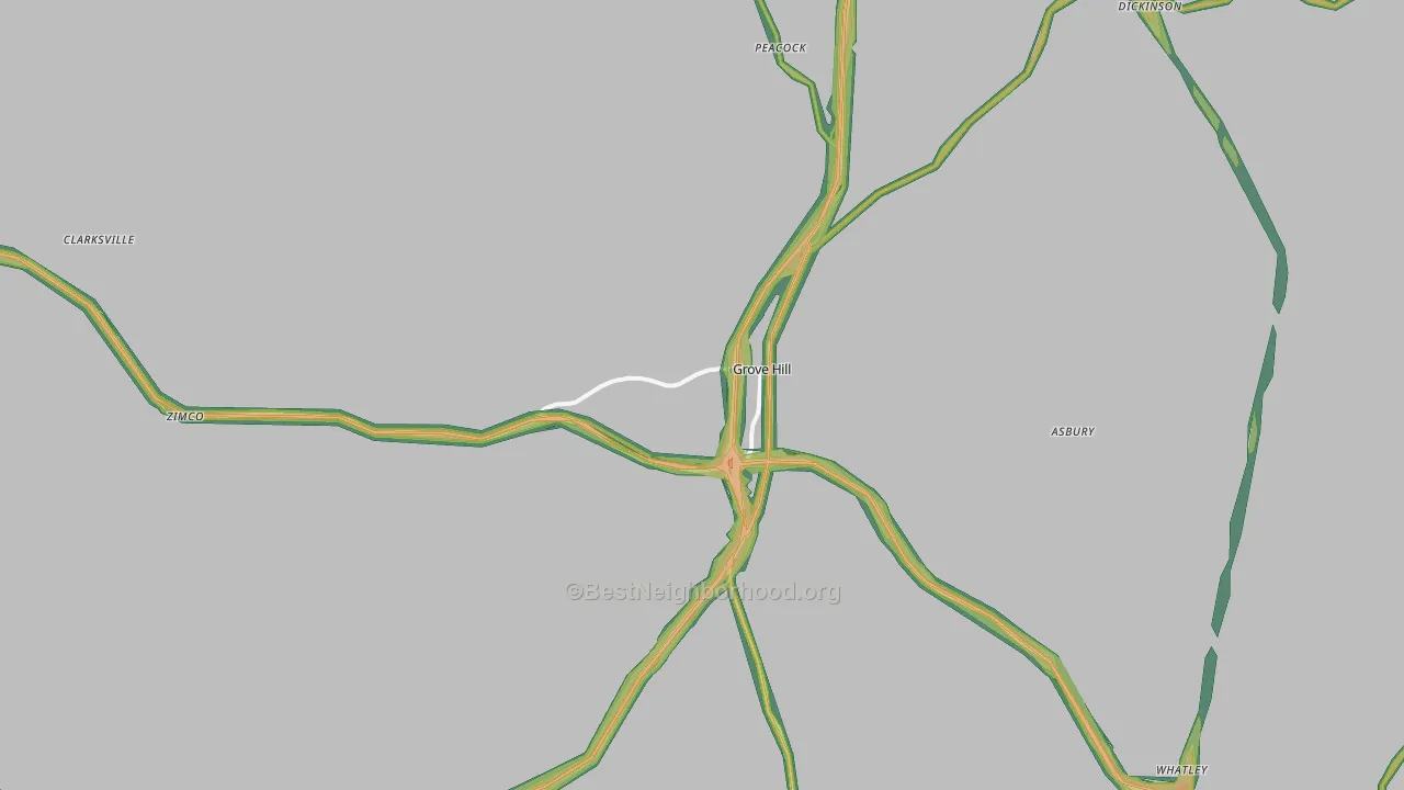 Grove Hill, AL Map of Noise Levels in Grove Hill