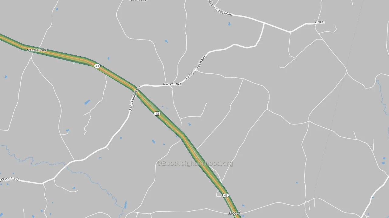 Grove Hill, NC Map of Noise Levels in Grove Hill