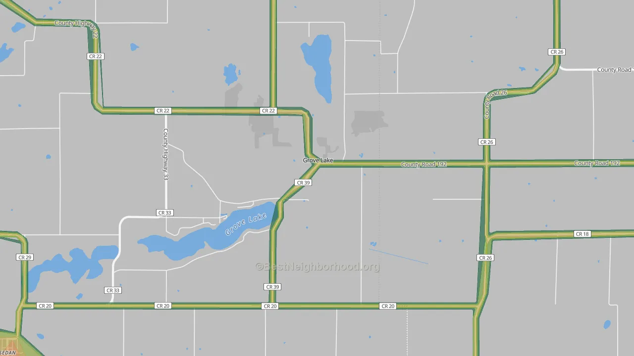 Grove Lake, MN Map of Noise Levels in Grove Lake