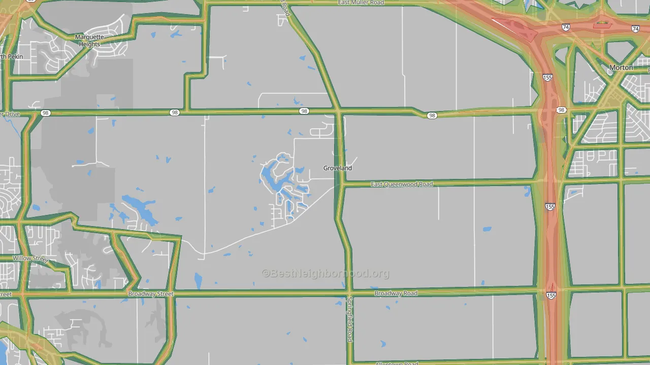 Groveland, IL Map of Noise Levels in Groveland
